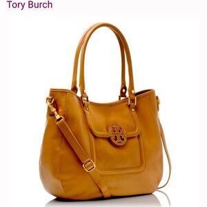 👜 Tory Burch Amanda Classic Hobo — Cognac Tan Pebbled Leather